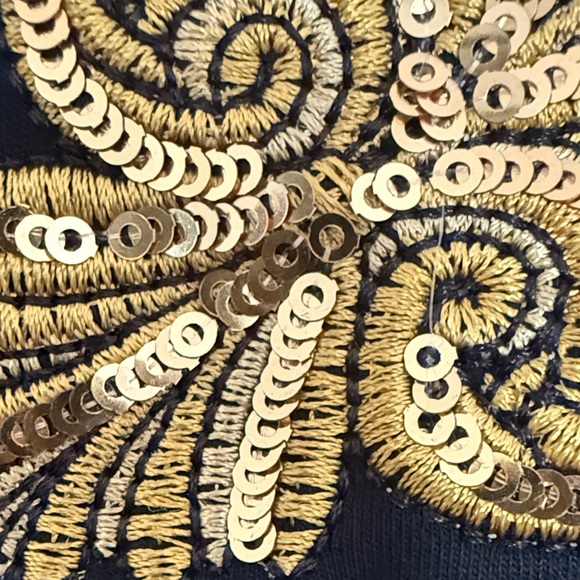 Versace Ornate Embroidered Sequin Black and Gold Logo Tee - Picture 3 of 10